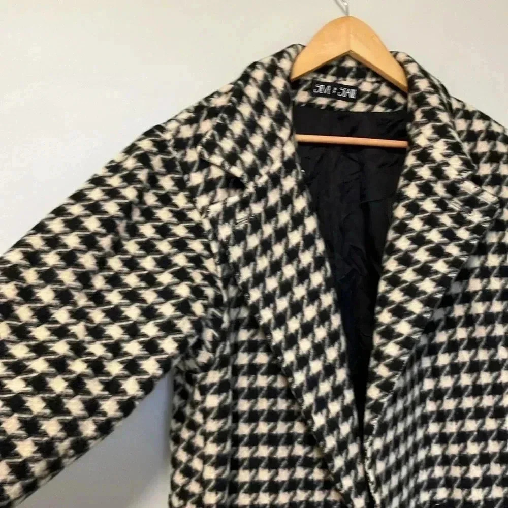 Steve by Searle houndstooth  wool coat made in USA size 10 - Picture 2 of 7